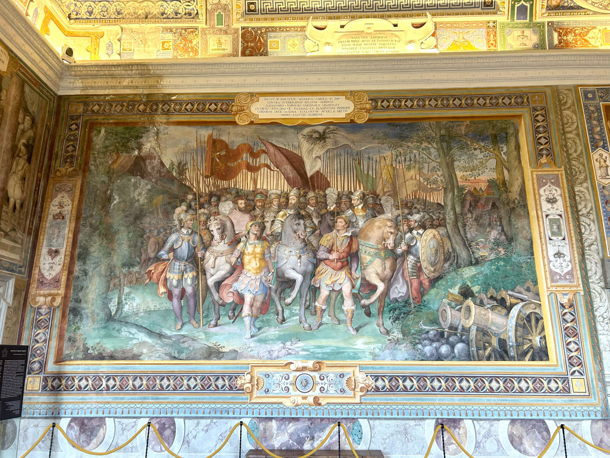 La fresque de la salle Farnese Fasti représentant la guerre luthérienne