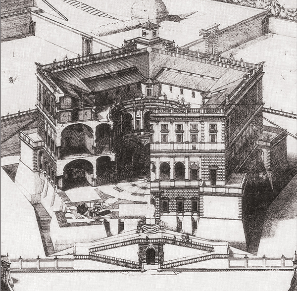 Vue en perspective du palais sur une gravure de Paul Letarouilly